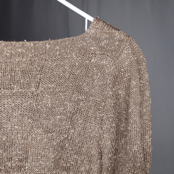 KnitMakers Vtg‎ Half Sleeve Sweater Small Square Neck Block Plaid Textured 60s - Picture 5 of 12